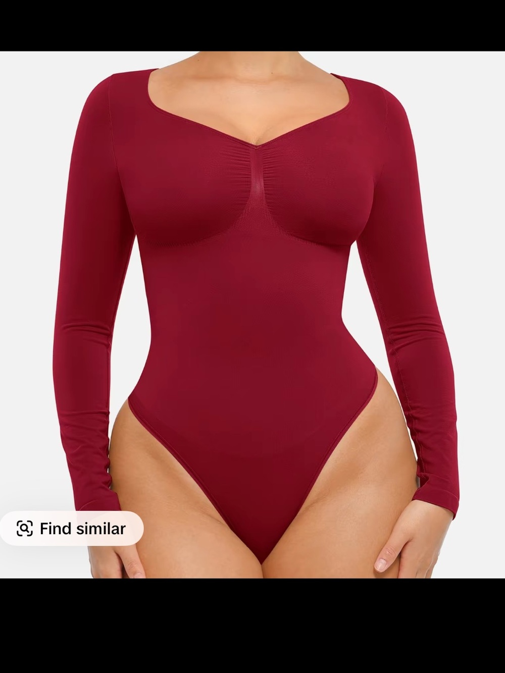 Long Sleeve V-Neck Burgundy Bodysuit - Women